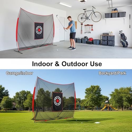 Golf Net Backyard Driving Practice - 10x8ft Heavy Duty Hitting Nets with High Impact Screen for Home Indoor Garage Swing Training Aids Outdoor Sports