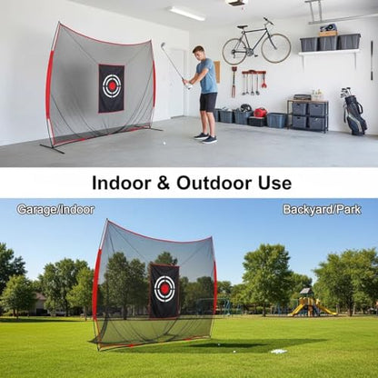 Golf Net Backyard Driving Practice - 10x8ft Heavy Duty Hitting Nets with High Impact Screen for Home Indoor Garage Swing Training Aids Outdoor Sports