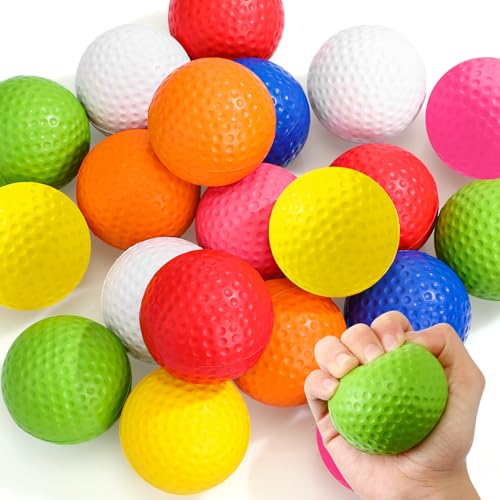 Libima Mini Golf Stress Ball Bulk Foam Practice Balls Stress Relief Sports Ball Training for Golf Birthday Party Favors Carnival Classroom Reward Indoor Outdoor - color: Multicolor, size: 2.5 Inch