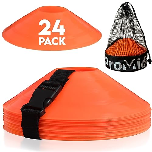 Disc Soccer Cones for Training Kids - 200,100,50 Small Plastic Cones for Sports Training - Flexible Conos for Soccer Practice Equipment, Basketball & Football Drills Equipment - color: Orange - 24 Pack