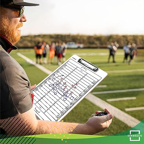 SCRIBBLEDO Football Dry Erase Board for Coaches 15x9 Double Sided Whiteboard Coaching Clipboard Equipment Football Accessories The Perfect Coach Gifts
