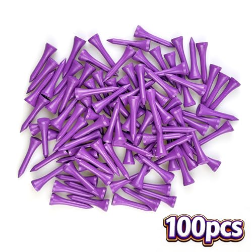 Wooden Golf Tees 3-1/4", 2-3/4", 1-1/2" Available,100 Count (Natural Color, White, Black, Blue, Red, Pink) - color: Purple, size: 1 1/2 inch