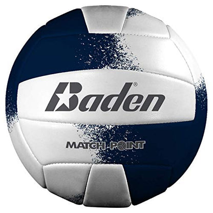 Baden | Match Point | Cushioned Synthetic Leather | Outdoor Recreation Backyard Volleyball + College Camp Ball | Official Size 5 - color: Navy/White