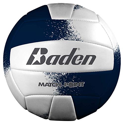 Baden | Match Point | Cushioned Synthetic Leather | Outdoor Recreation Backyard Volleyball + College Camp Ball | Official Size 5 - color: Navy/White