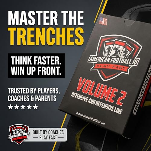 American Football Training Flashcards – Volume 2: Offensive & Defensive Line | Blocking Schemes, Protections, Fronts & Gap Responsibility | Coaching, Player & Fan Study Tool