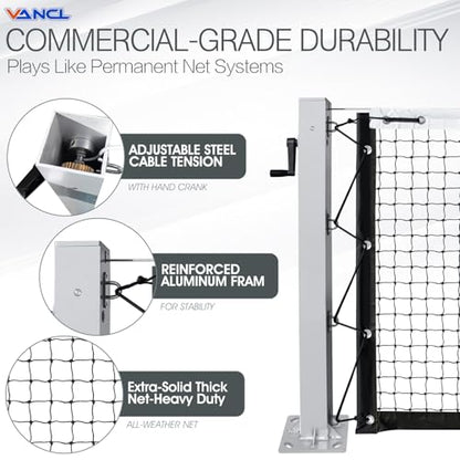 Pro Pickleball Net Portable with Wheels – 22ft Heavy Duty Pickleball Net System with Sturdy Aluminum Frame for Outdoor & Indoor – Nylon Net & Carrying Bag for Pickleball, Tennis, Badminton - style: Surface Mount