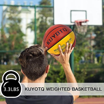 KUYOTQ 3LBS/3.3LBS/2.2LBS Weighted Heavy Training Basketball 29.5/28.5" in and Outdoor Improving Handling Dribbling Passing Rebounding Skill Composite Size 7/6 Weighted Training Basketball Equipment