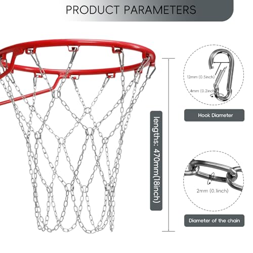 Basketball Net, Stainless Steel Braided Chain Heavy Duty, Standard Basketball Net (12 Links), Quick Installation. Suitable for Indoor and Outdoor Climates - style: 002
