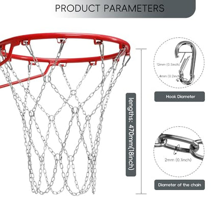Basketball Net, Stainless Steel Braided Chain Heavy Duty, Standard Basketball Net (12 Links), Quick Installation. Suitable for Indoor and Outdoor Climates - style: 002