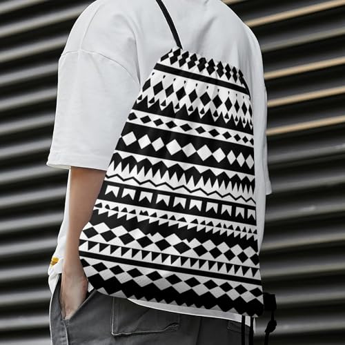 Sports Drawstring Bag Gym Sackpack Waterproof String Backpack for Running Training Fitness Men Women Unisex, Native Southwest American Indian Aztec Black Art Bags - color: Picture (753)