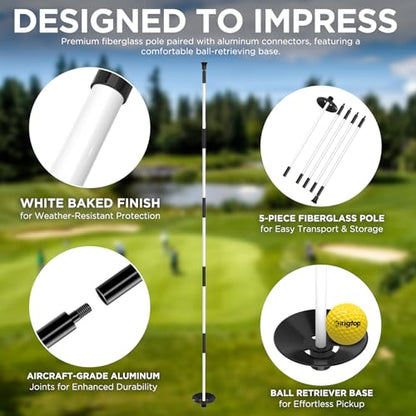 KINGTOP Golf Flagstick 6ft, Portable Five-Section Design for Backyard Practice Putting Green, Driving Range Golf Pin Flag Hole Cup Set, Gift Idea - color: Version3- Checkered Flag, 1-Pack