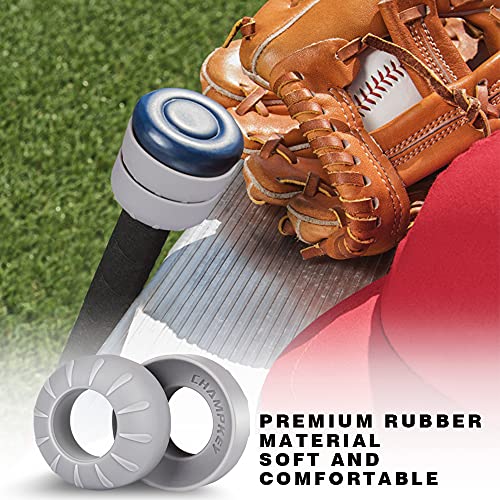 CHAMPKEY Premium Choke Up Rings 4 Pack | Reduced Hands Pain and Pressure Baseball Rings | Ideal for Baseball, Softball and Tee Ball Bat - color: Grey