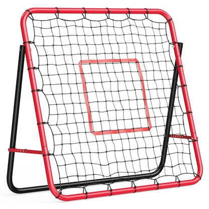 Rebounder Net with Quick-Switch Angle, Soccer/Baseball/Volleyball Pitchback Trainer for Control & Passing Practice, Easy Setup Great Gift for Kids, Teens & Adults