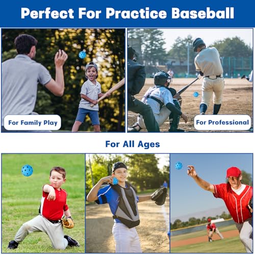 Coopay 14/48 Pack Practice Baseball Softball, Plastic Training Balls Lightweight Hollow Limited Flight Softballs for Hitting, Pitching, Batting Training Indoor Outdoor Use - color: Blue, style: 48 Pack
