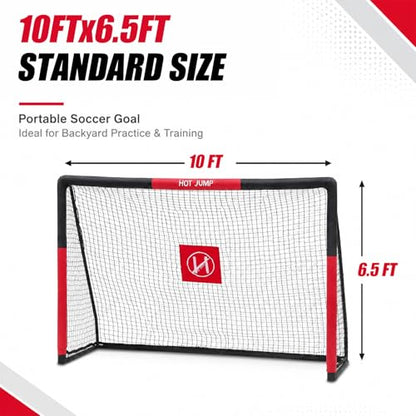 Soccer Goal for Backyard,6x4/8x5/10x6.5/12x6.5ft Metal Soccer, Soccer Goal for Kids 8-12, Soccer net with Zipper Design, Easy Assemble, Weatherproof Foam Padded Goal Post, Adults - style: 10'W×6.5'H