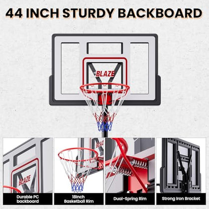 Portable Basketball Hoop 44” Backboard, 6–10FT Adjustable Outdoor Basketball Goal with Stable Fillable Base & Wheels, Shatterproof System for Kids, Teens & Adults - color: White