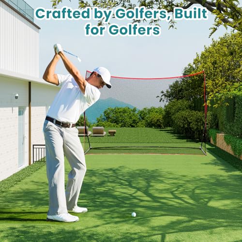 OLIXIS Golf Nets for Backyard, 10x7 ft Golf Practice Net with Frame, Outdoor & Indoor Dual-Use Sturdy for Hitting, Personal Driving Range for Home, Garage and Backyard, Black