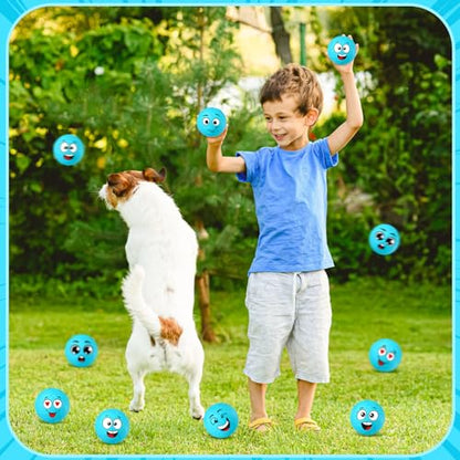 Shappy 24 Pcs Mini Volleyball Stress Balls 1.57 Foam Sports Balls with Emotion for Kids Volleyball Team Gifts with Mesh Drawstring Bag for Volleyball Party Birthday School Reward,6 Style(Blue) - color: Blue