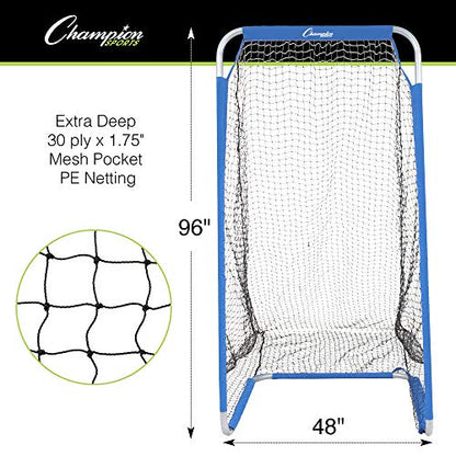 Champion Sports Football Kicking Screen - Powder Coated Steel - Extra Deep Pocket - White/Blue