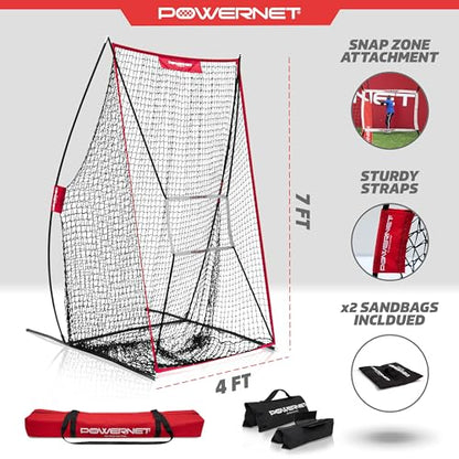 PowerNet Sideline Trainer, 7 x 4 FT Football Kicking Net for Punting Kicking Passing or Snapping, Portable Practice Equipment, Outdoor & Indoor Football Team Training Aid