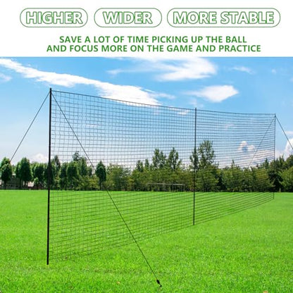 Backstop Net System for Backyard – Heavy Duty Sports Barrier Net with Steel Posts, Movable/Socketed Ball Stop Net for Soccer, Baseball, Training - size: 30FT Wide, style: Socketed-1 Inch Net