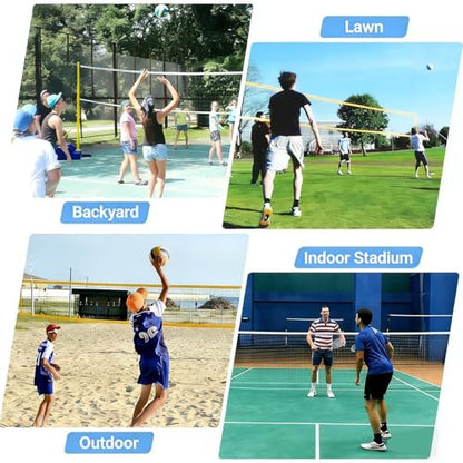 Volleyball Poles for Backyard,Badminton Net Frame Poles,Indoor& Outdoor Heavy Duty Volleyball Poles, Adjustable 4 Heights of 5ft-6.9ft w/Wheels&Net,for Adults Kids Stadium