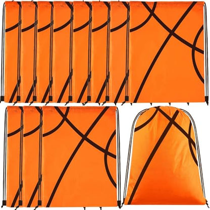 12 Pack Basketball Drawstring Backpack,Drawstring Backpacks Bulk,Large Capacity, Reliable Material,for Sports Teams(Basketball) - color: Basketball