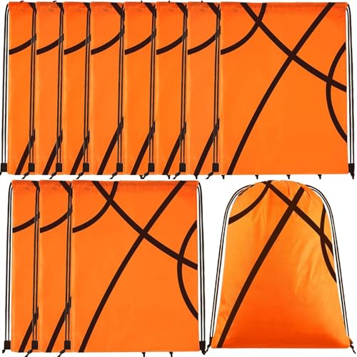 12 Pack Basketball Drawstring Backpack,Drawstring Backpacks Bulk,Large Capacity, Reliable Material,for Sports Teams(Basketball) - color: Basketball