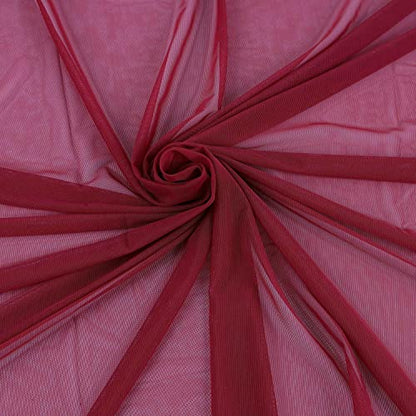Superfine 4-Way Stretch Net Fabric Nylon Spandex Power Mesh, Pre-Cut 5 Yards Long 60" Wide, Lightweight Sheer (Wine Red) - color: Wine Red