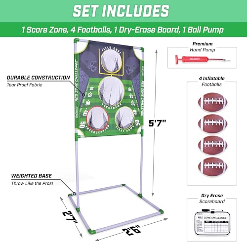 GoSports Football & Baseball Toss Games Available in Football Red Zone Challenge or Baseball Pro Pitch Challenge Choose Between Backyard Toss or Door Hang Targets - style: Football Toss