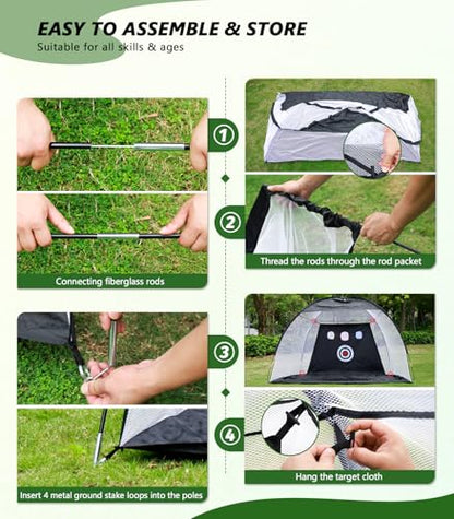 Golf Net: 10 x 7FT Practice Net with Mat for Chipping, Swing, Driving Practice, Nets for Backyard, Indoor & Outdoor Use, Ideal Golf Accessories Gifts for Men, Women, dad, Husbands, and Golfers.