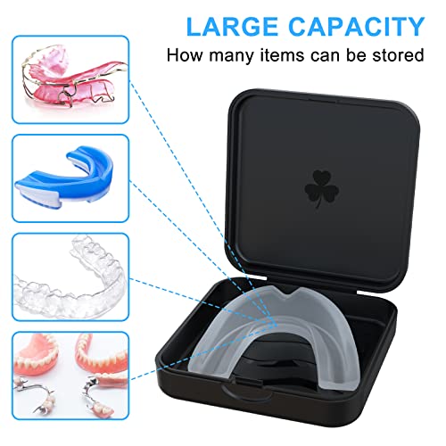 Aligner and Retainer Cases,(2 Pcs) Denture Case, Durable and slim Mouth Guard Case - Black