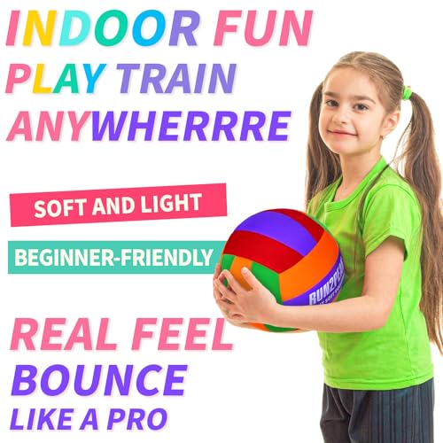 RUN2PEAK Super Soft Light Volleyball - Safe and Quiet Volleyball Ball for Indoor Outdoor Play - Official Size 5 Beginners Volleyballs Trainer for House Yard Beach Training