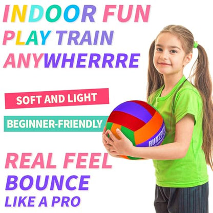 RUN2PEAK Super Soft Light Volleyball - Safe and Quiet Volleyball Ball for Indoor Outdoor Play - Official Size 5 Beginners Volleyballs Trainer for House Yard Beach Training