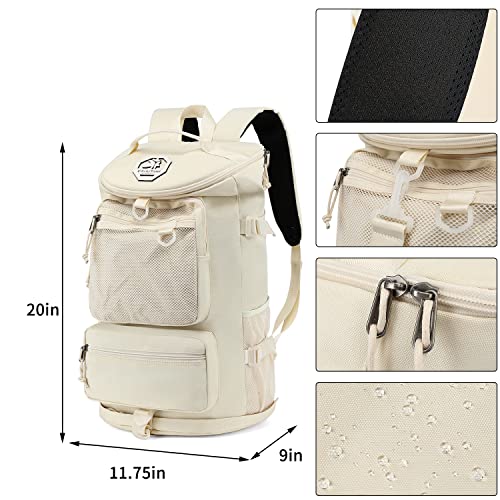 Kalesi Gym Duffle Bag Backpack 4-Way Waterproof with Shoes Compartment for travel Sport Hiking laptop (Sea salt white) - color: Sea Salt White
