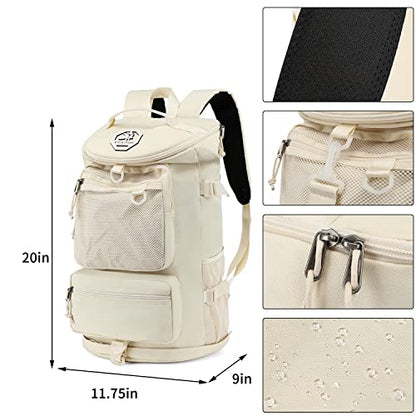 Kalesi Gym Duffle Bag Backpack 4-Way Waterproof with Shoes Compartment for travel Sport Hiking laptop (Sea salt white) - color: Sea Salt White