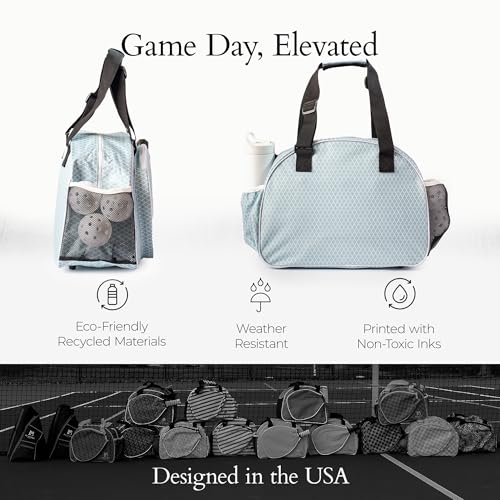 Pik’le’Ball Sport Premium Women's Pickleball Bag – Stylish and Versatile Sports Bag with Water Bottle Holder, Padded Paddle Pocket, and Spacious Design (fits 2+ Paddles!) - color: Classy Sage