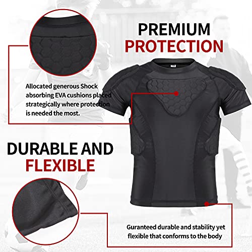 Youth Padded Compression Shirt Rib Protector for Football Protective Gear Baseball Padded Shirt Kid Child Boys