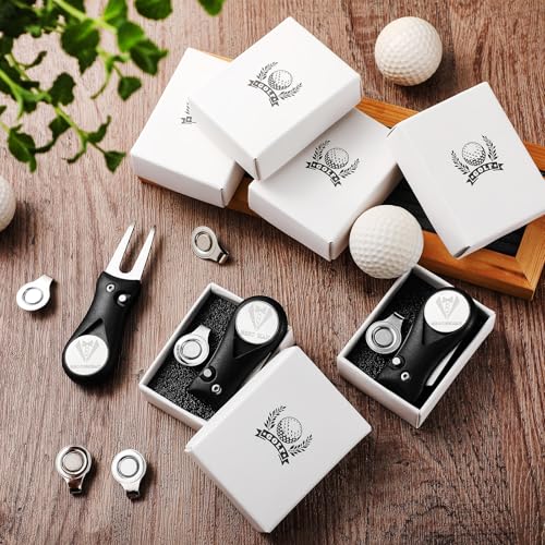Sliner 6 Sets Groomsman Golf Proposal Gifts Include Groomsman Golf Ball Marker and Magnetic Divot Tool with Gift Box for Wedding