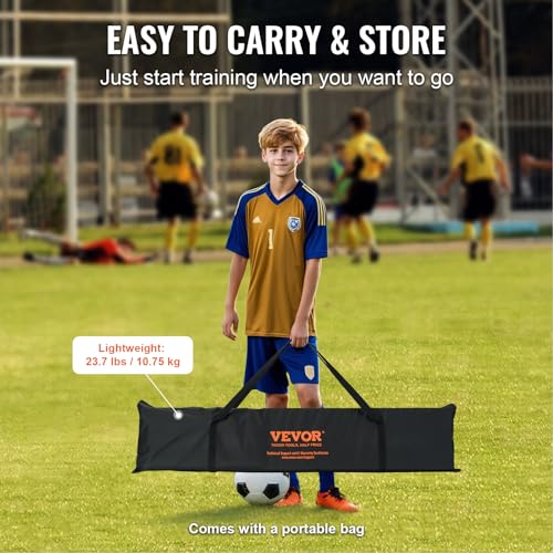 VEVOR Soccer Rebound Trainer, Iron Soccer Training Equipment, Sports Football Rebounder Wall, Double-Sided Rebounding Net, Easy Assembly, Perfect for Backyard Practicing, Solo Training, Passing - size: 12x6FT