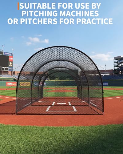 33ft Baseball Batting Cage with Frame and Net, Batting and Pitching Practice Net for Baseball, Softball, and Golf, Suitable for Backyard or Field