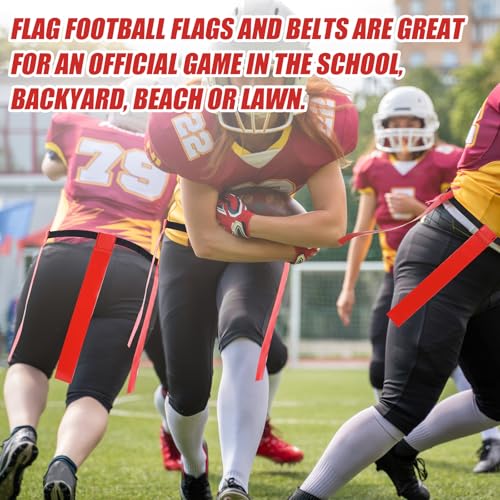 3 Flag Football Belts Flag Football Belts and Flags Adults Size Triple Flags Quick Release Sport Training Equipment - color: Red