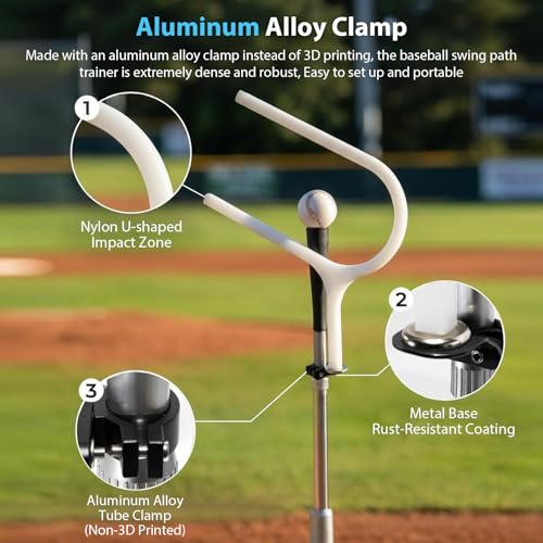 25° Baseball Swing Path Trainer, Upgraded All-Aluminum Tubing Clamps Bat Path Trainer, Softball & Baseball Swing Path Trainer