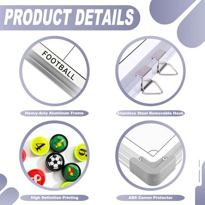 Soccer Coaching Board Magnetic, Double-Sided Dry Erase Soccer Tactics Board for Coaches, Soccer Magnet Board & Coaching Equipment with Markers, Pen, Carry Bag, Coach Gift - color: Soccer-white
