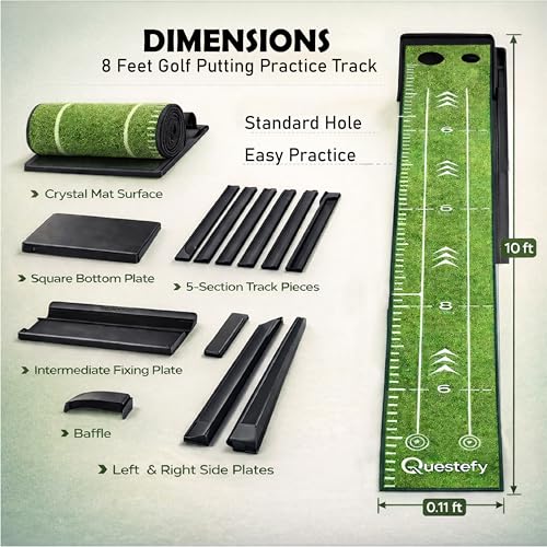 Putting Green Indoor | Wrinkle-Free Golf Mat with Auto Ball Return | Non-Slip Surface & Alignment Markings for Accurate Putting Practice at Home, Office & Outdoors | Improve Stroke Control & Precision