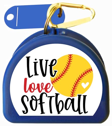 Softball Mouthguard Case with Carabiner & ID Tag (Blue) - color: Blue