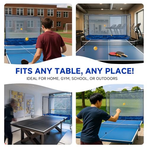Standing Table Tennis Ball Catch Net, 82.68"x15.75" Extra-Wide Ping-Pong Ball Recycling Net, Durable Ball Collector for Training Practice, Portable with Wheels, Easy Assembly