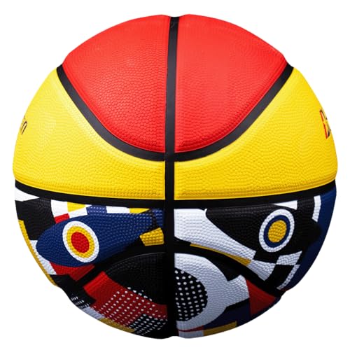 Baden | Legend Court Canvas | Creative Design Outdoor Rubber Game Basketball | Youth & Adult Size 5,6,7 - color: Blue/Yellow/Red, size: Size 7 (29.5")