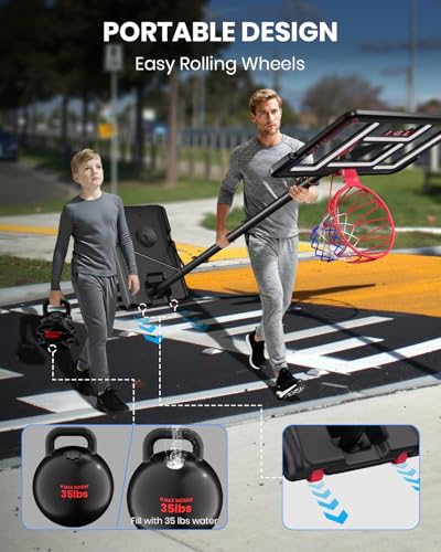 IGL Portable Basketball Hoop, 5.6-10FT Adjustable Basketball Goal System, 40/44 Inch Outdoor Basketball Hoop & Goals for Kids, Youth, and Adults in The Backyard, Driveway with PC Backboard - color: Matte Black