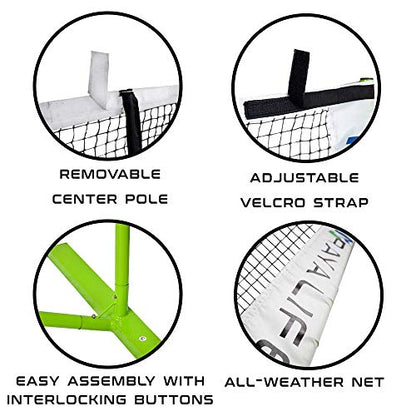 Portable Pickleball Net & Badminton Net 2 in 1-22ft Width Standard Net Size- Indoor & Outdoor Multi-Sport Net – Weatherproof, Durable, Easy Assembly